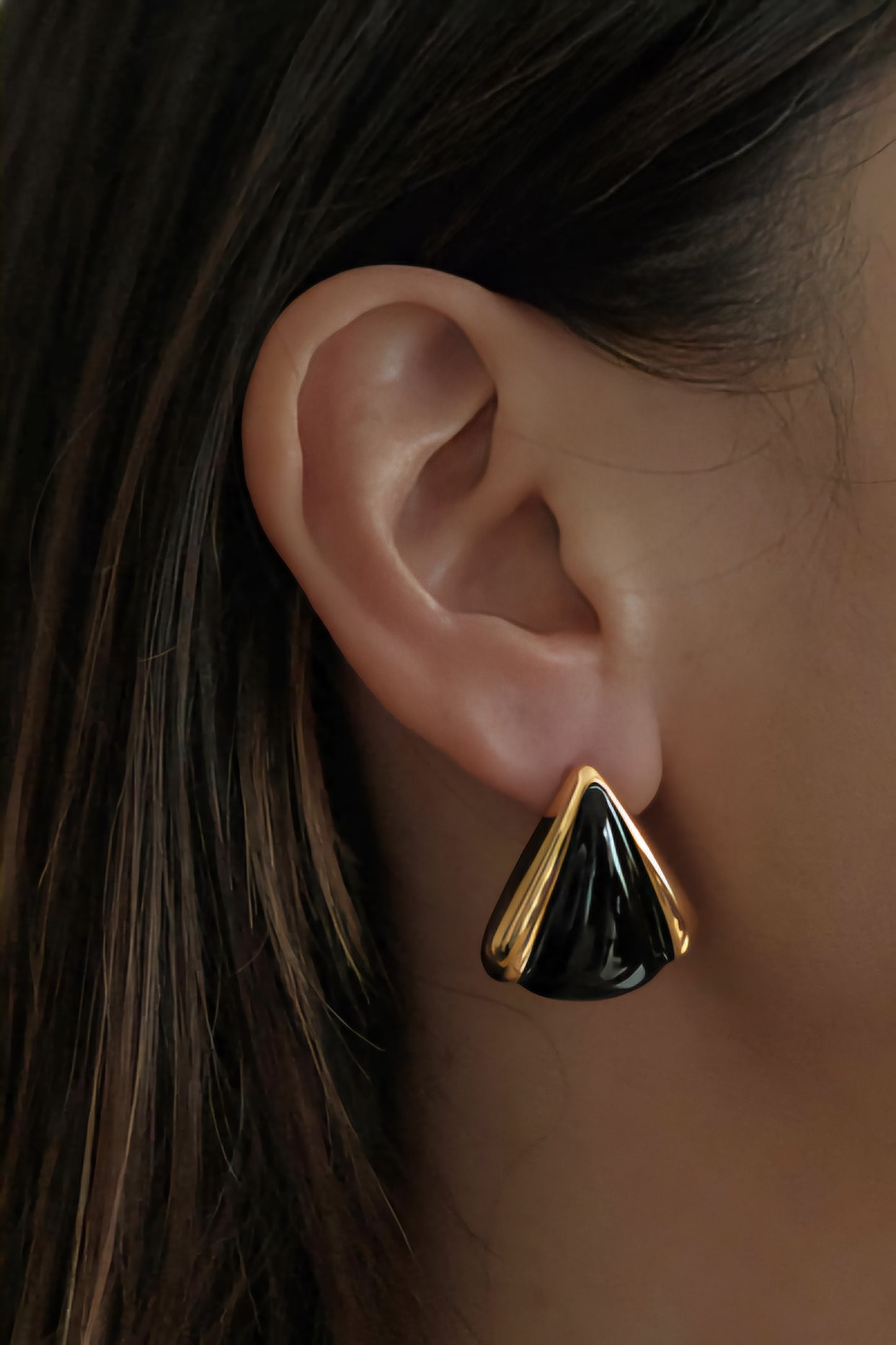 Black and Gold Triangle Earrings