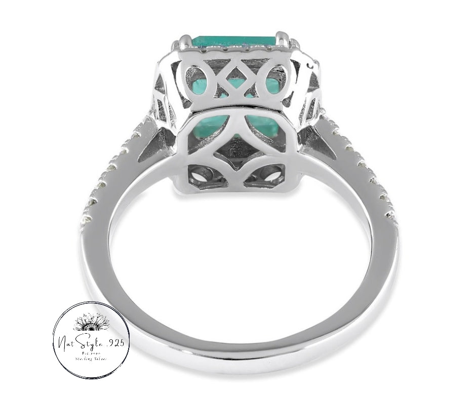 Teal Square Cut Crackled CZ