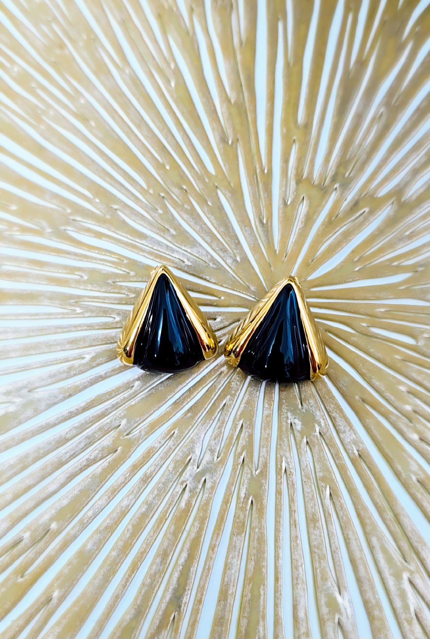 Black and Gold Triangle Earrings