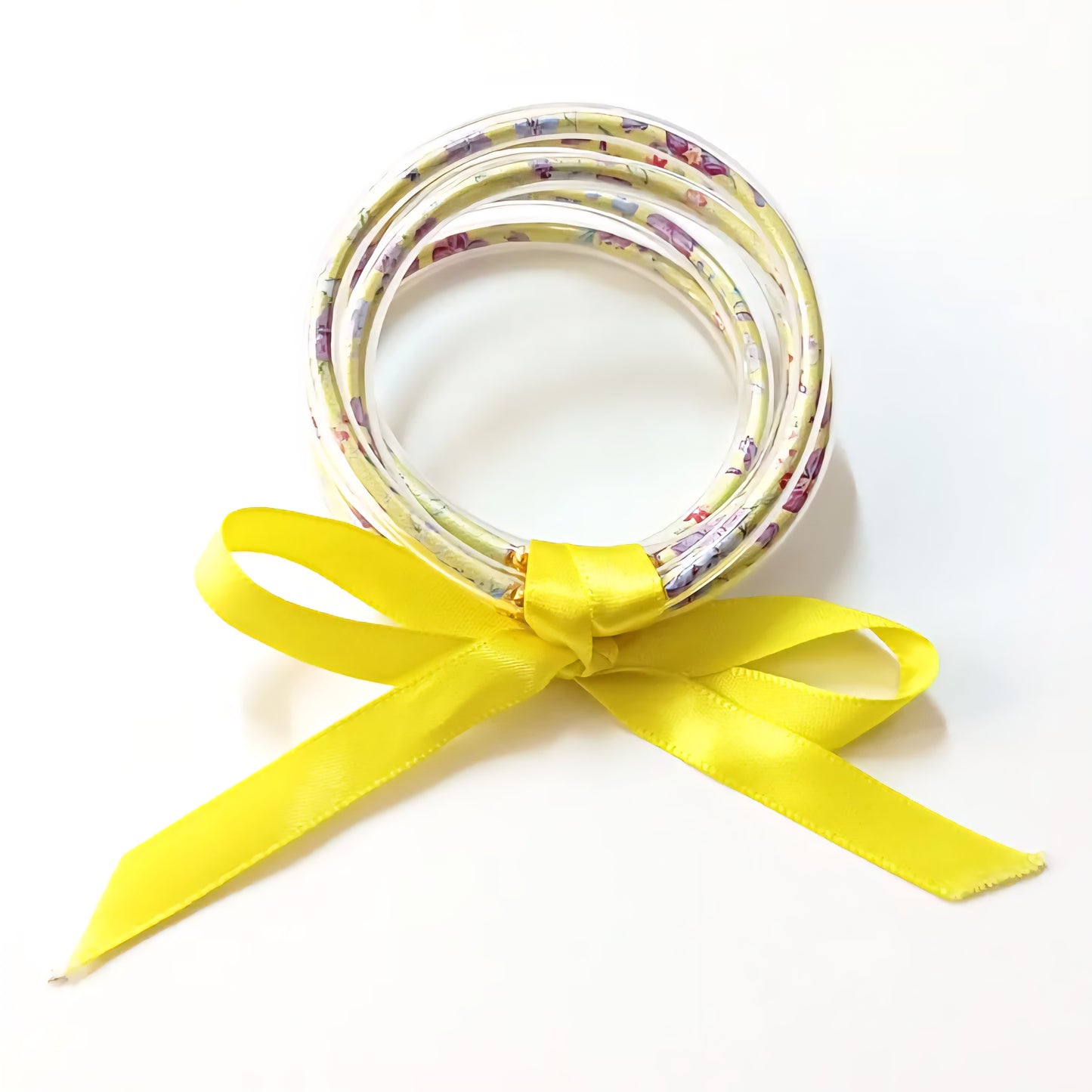 Jelly Bangle Yellow & Purple Flowers