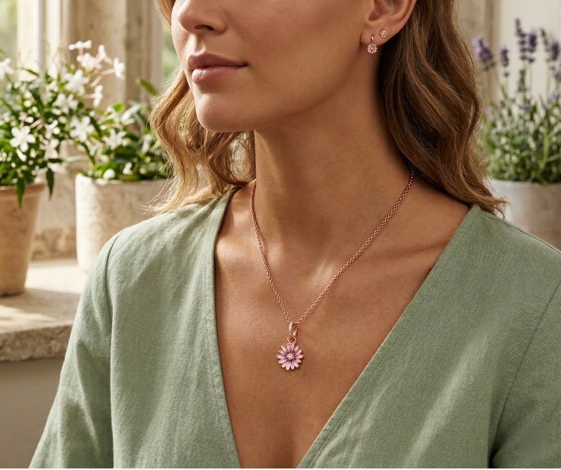 Pink Daisy Necklace