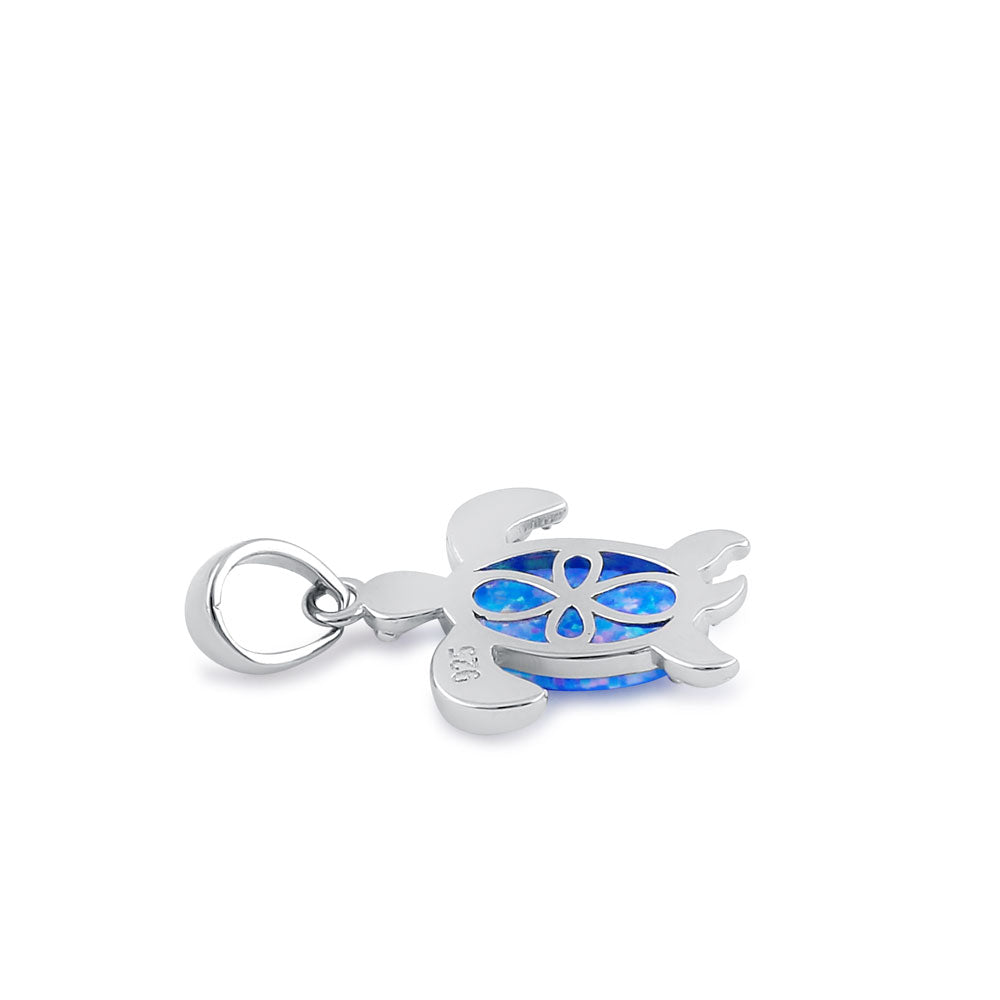 Blue Lavender Opal Sea Turtle Necklace