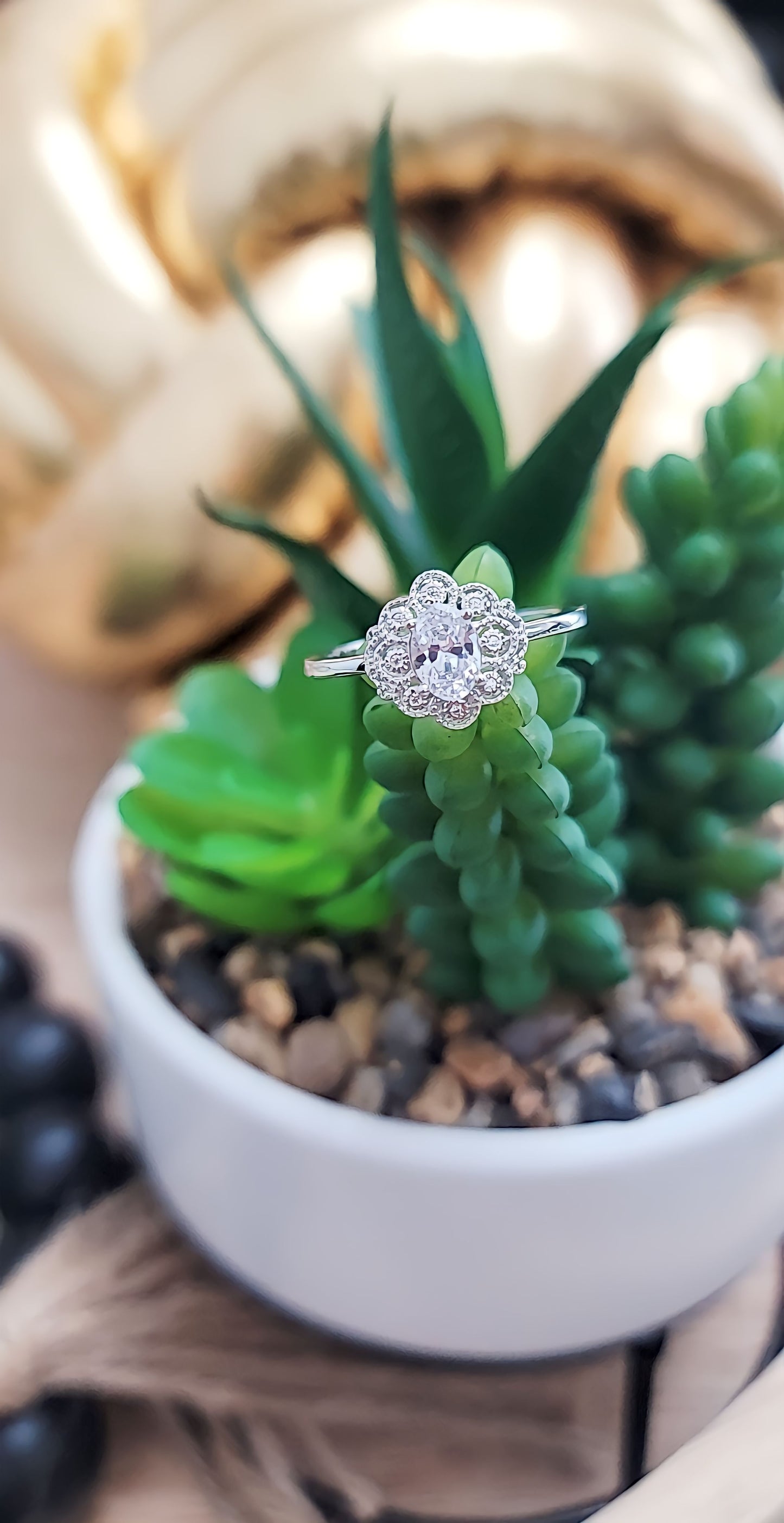Clear CZ Vintage Engagement