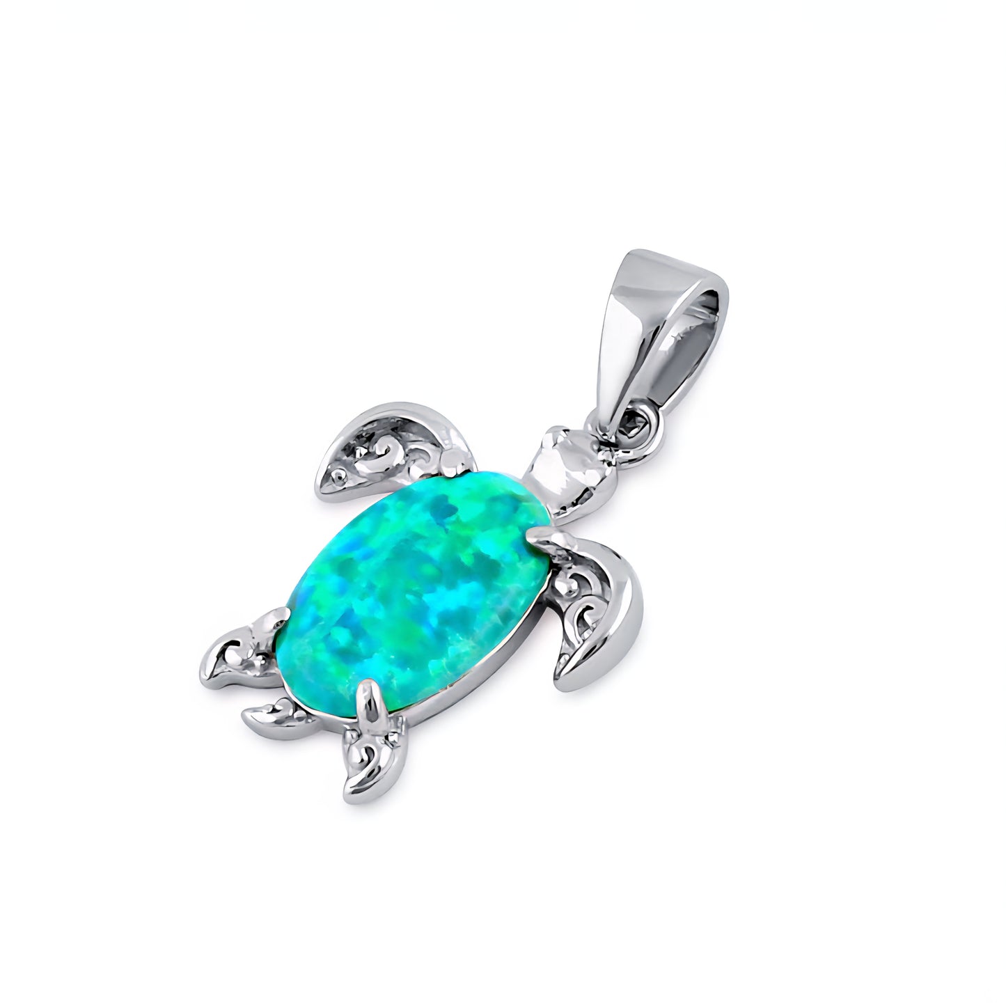 Green Opal Sea Turtle Necklace