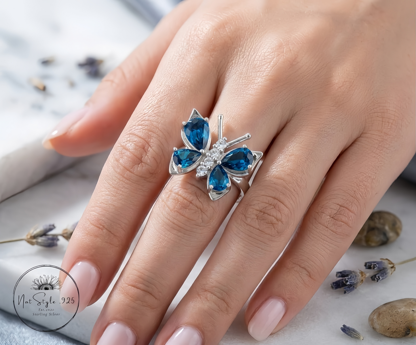 Blue Butterfly Ring