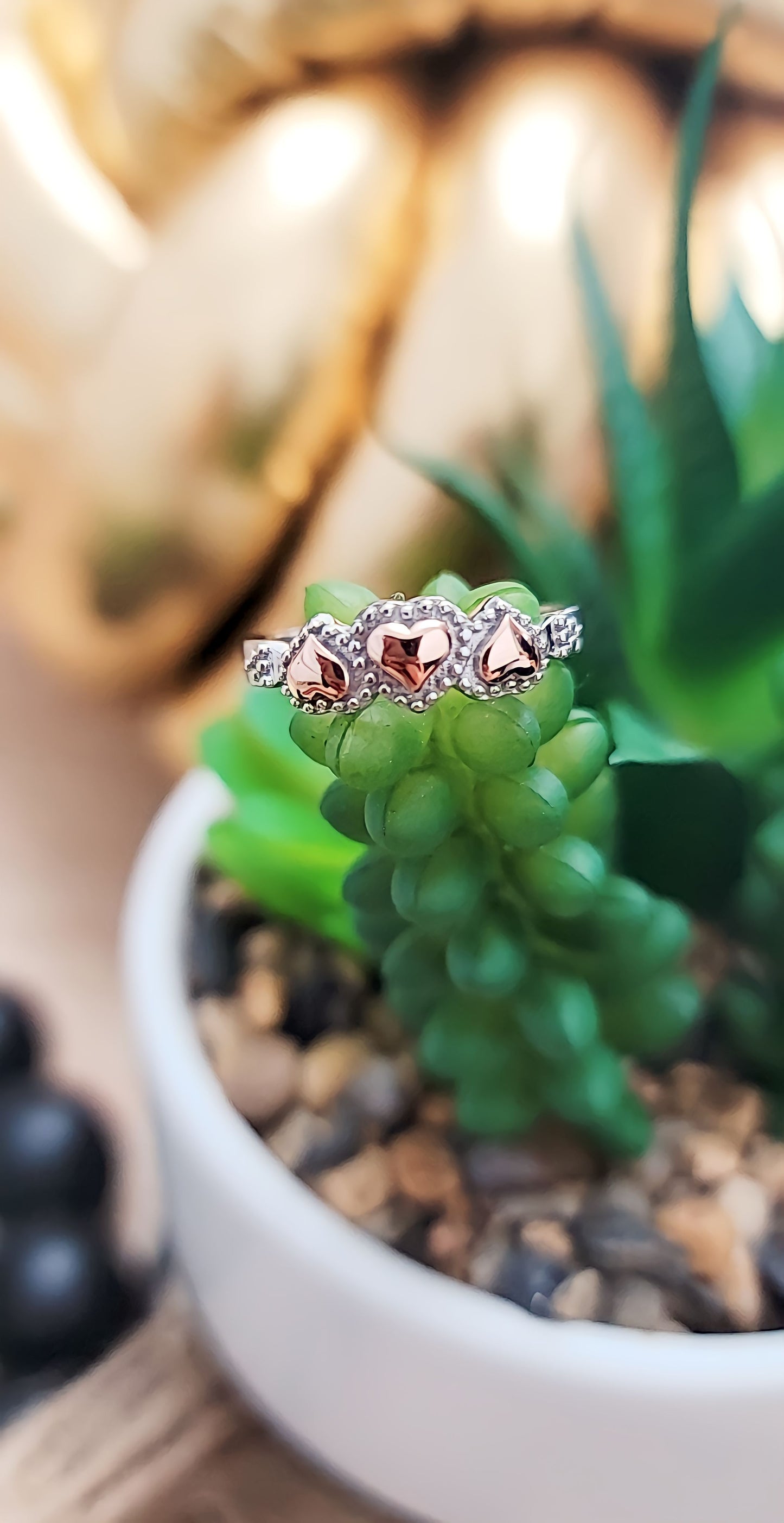 Rose Gold Two Tone Triple Heart