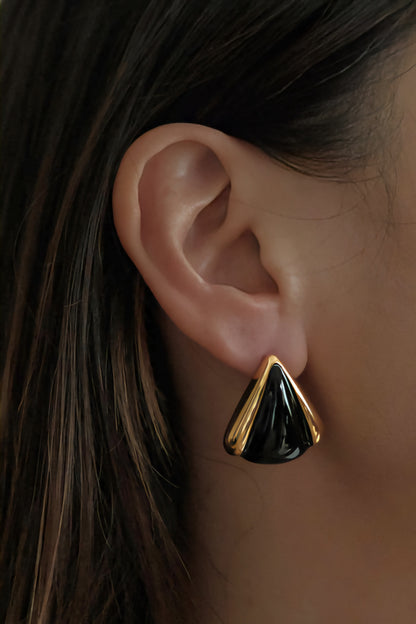 Black and Gold Triangle Earrings