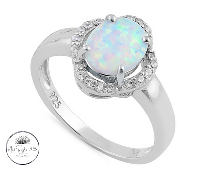 Elegant White Opal Oval Flower