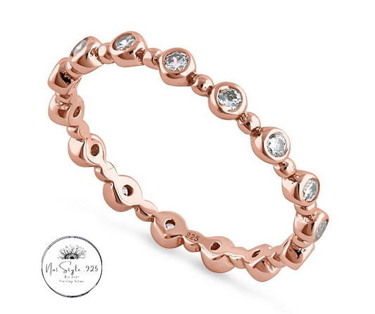 Rose Gold Round Cut Clear CZ Eternity