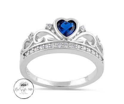 Heart Crown Blue Sapphire