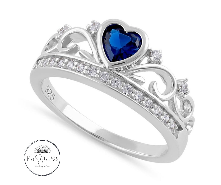 Heart Crown Blue Sapphire