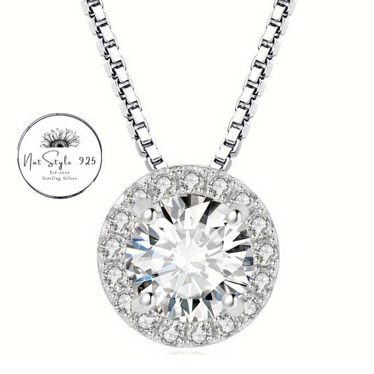 Unique Round Moissanite Necklace