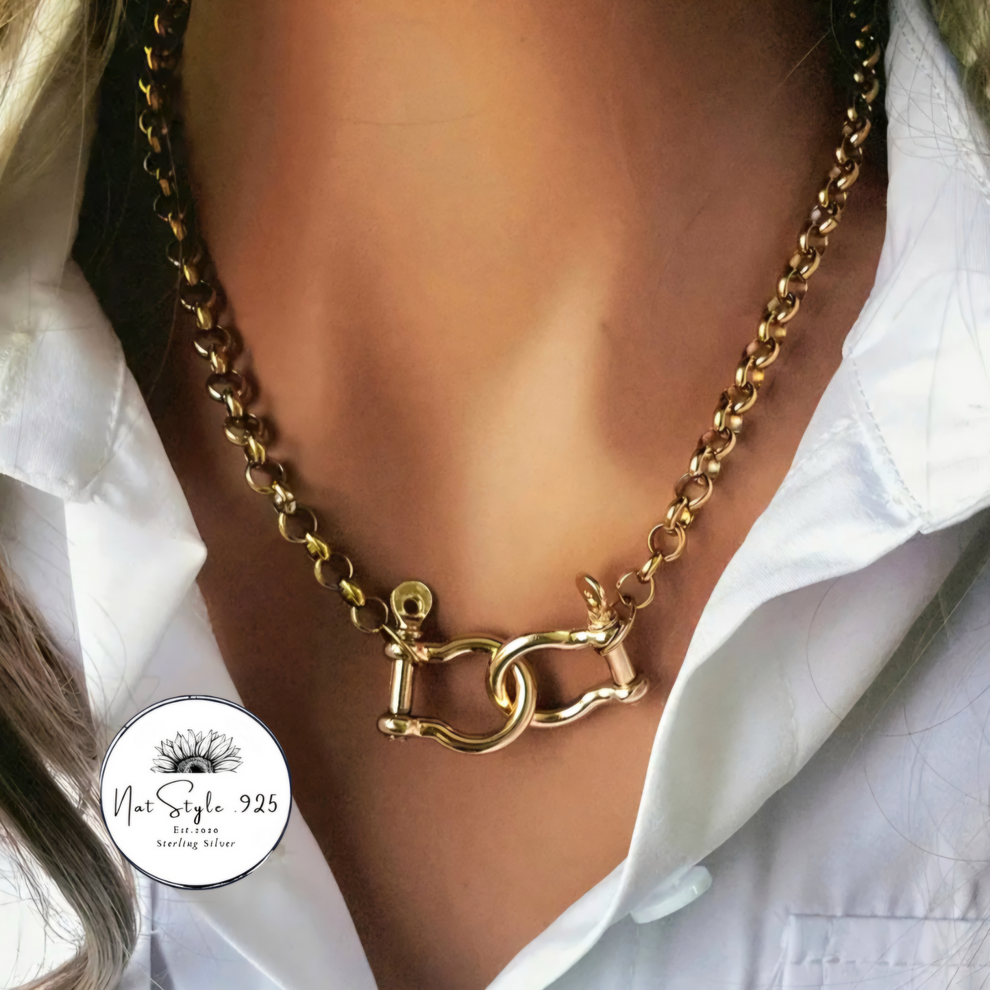 Gold Double Horsebit Necklace