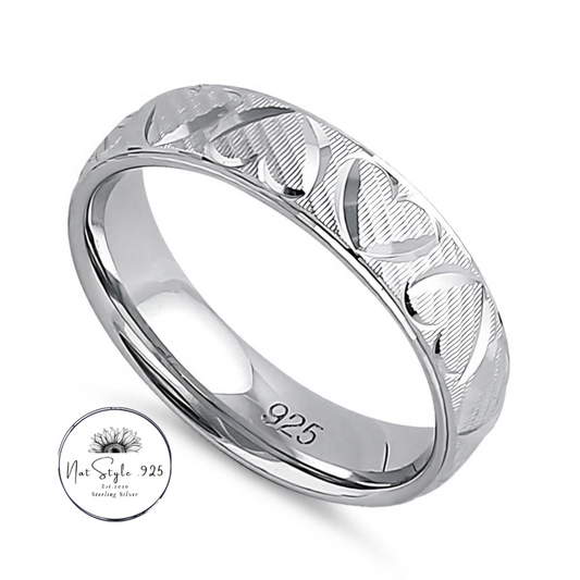 Diamond Cut Heart Band Ring