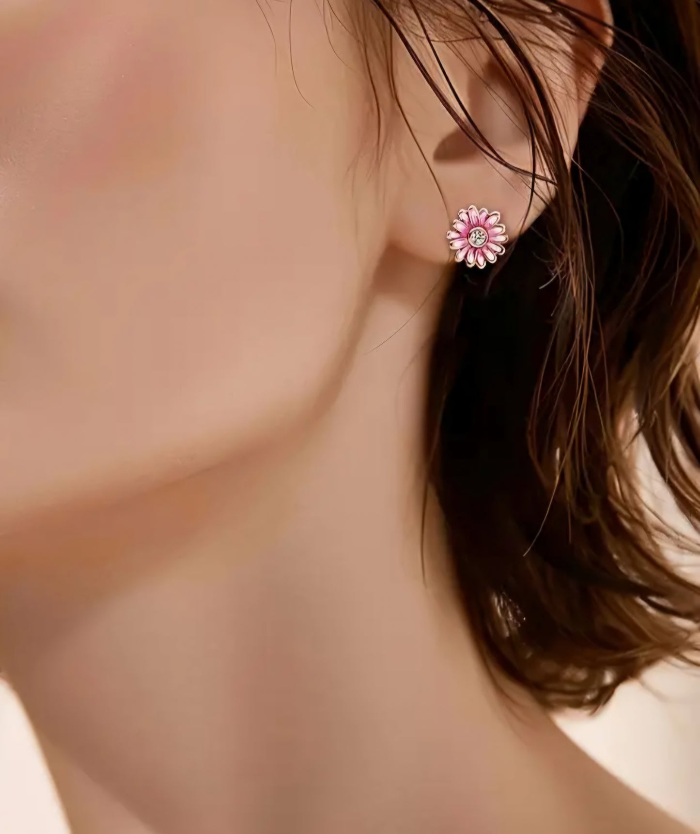 Pink Daisy Earrings