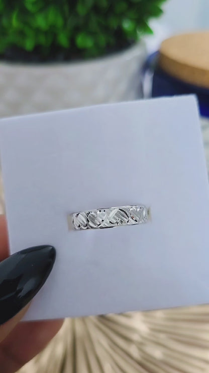 Diamond Cut Heart Band Ring