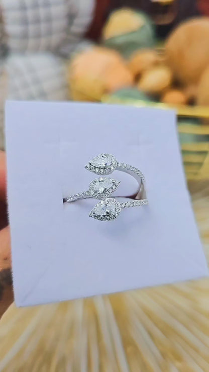 Triple Pear Halo Ring
