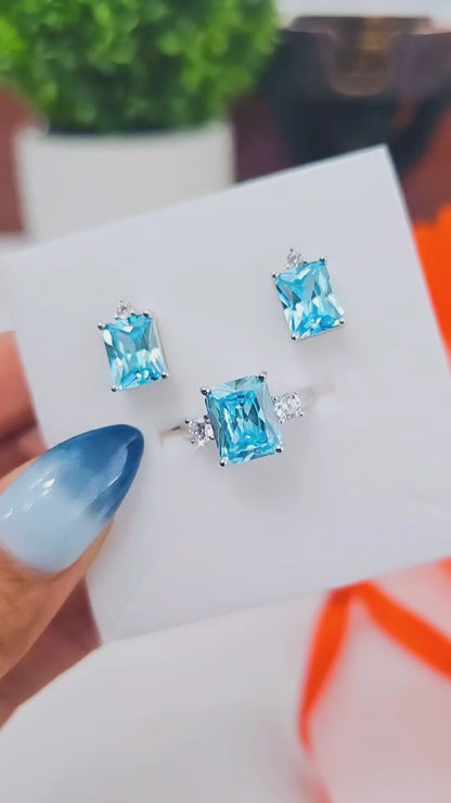 Unique Princess Aquamarine Earrings