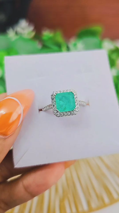 Teal Square Cut Crackled CZ