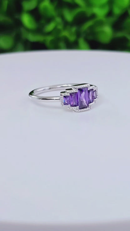 Five Radiant Cut Amethyst