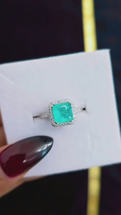 Teal Square Cut Crackled CZ