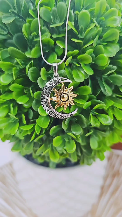 Two-tone Bohemian Sun and Moon Necklace