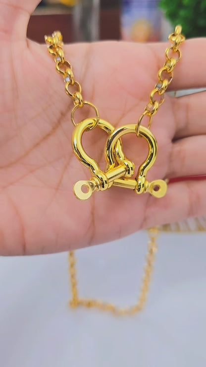 Gold Double Horsebit Necklace