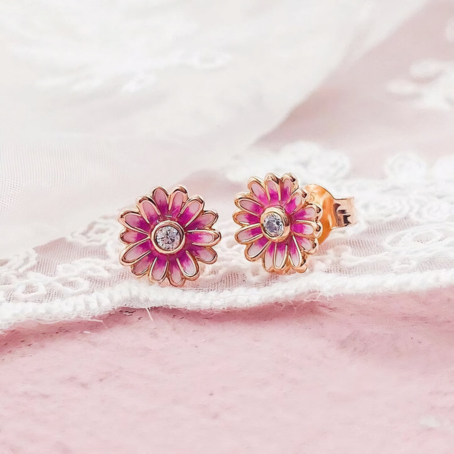 Pink Daisy Earrings