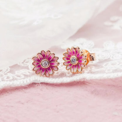 Pink Daisy Earrings