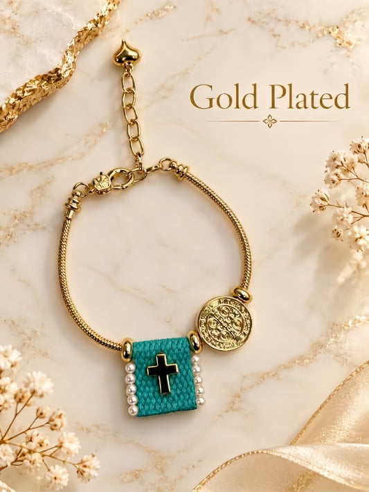 San Benito Teal & Gold Bracelet