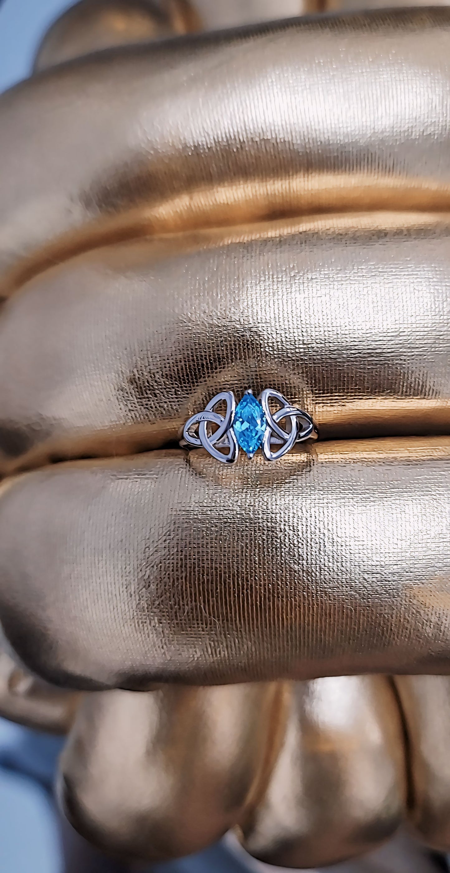 Double Triquetra Charmed Marquise Aquamarine