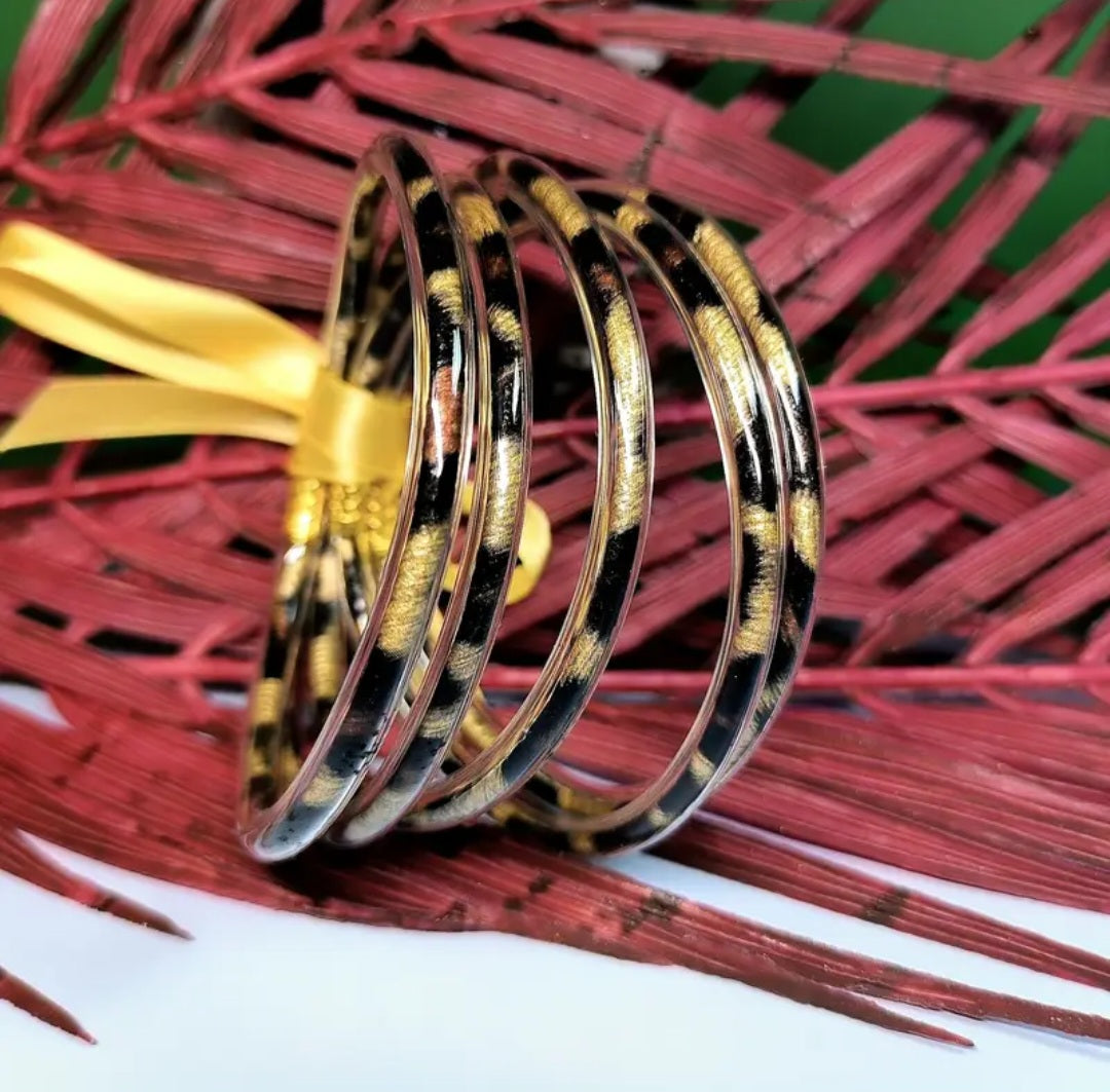 Jelly Bangle Gold Animal Print