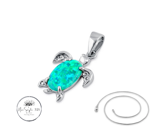 Green Opal Sea Turtle Necklace