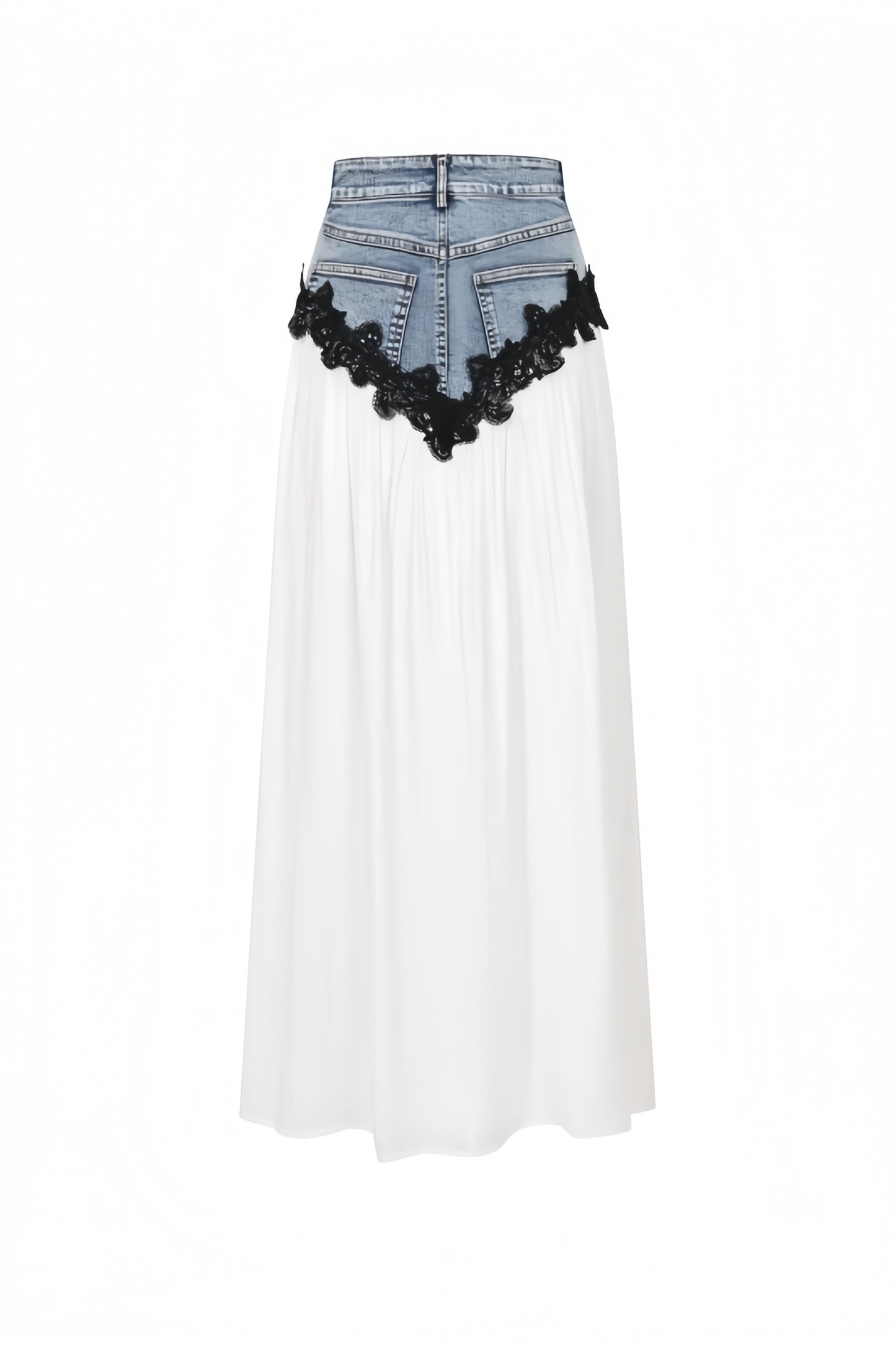 [PRE-ORDEN] Denim & Lace Hybrid Maxi Skirt