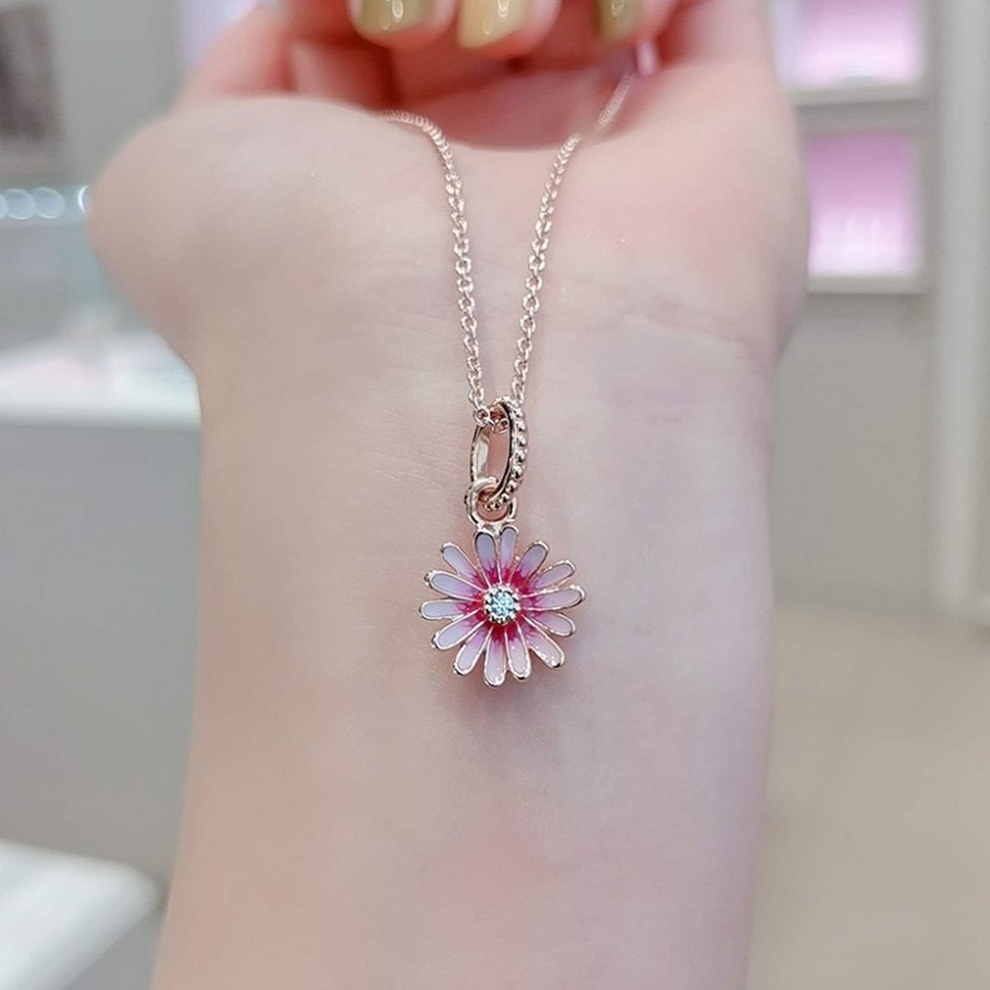 Pink Daisy Necklace