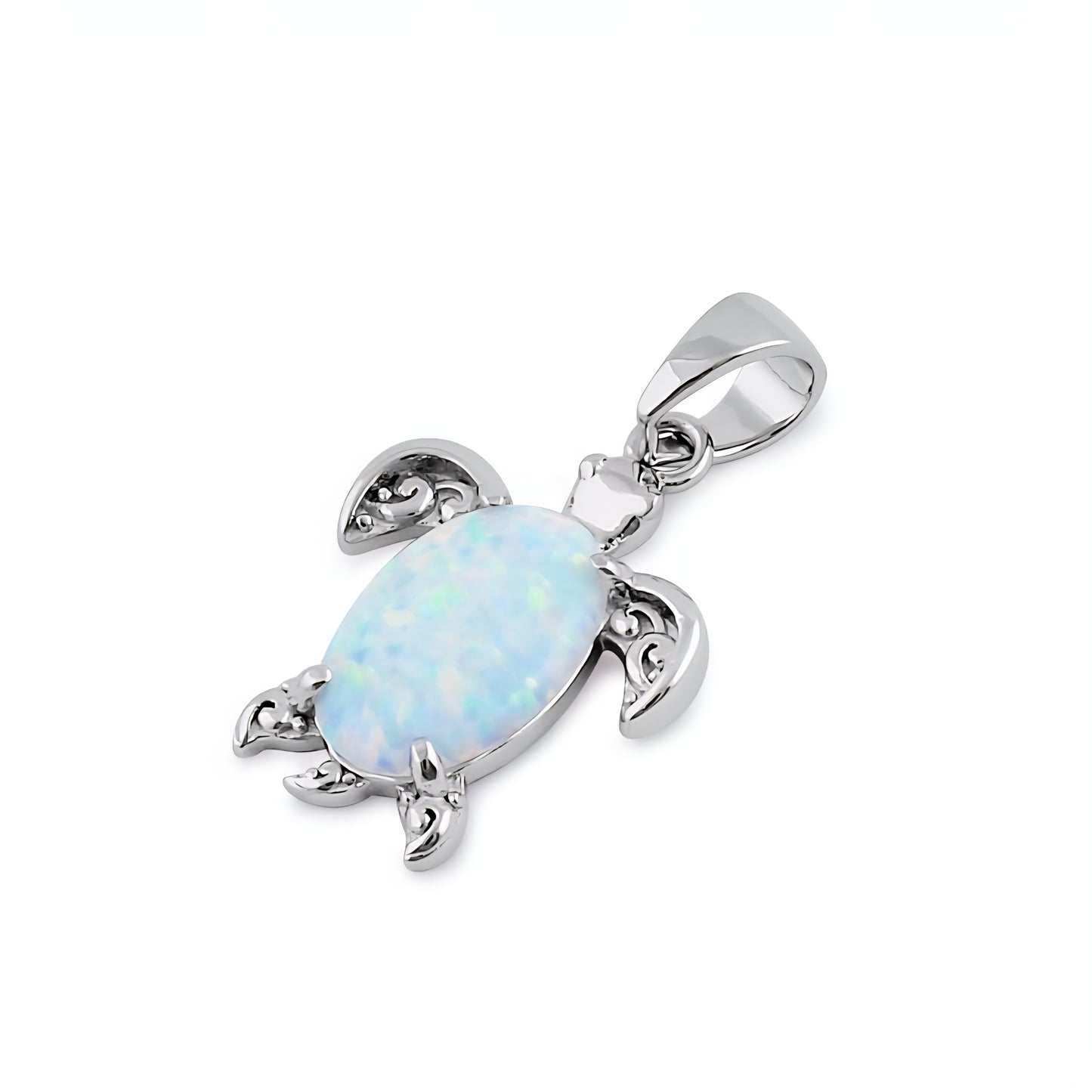 White Opal Sea Turtle Necklace