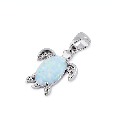 White Opal Sea Turtle Necklace