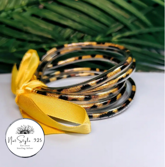 Jelly Bangle Gold Animal Print