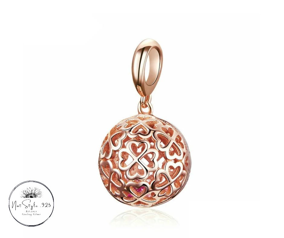 Trebol de corazones Rose Gold Charm