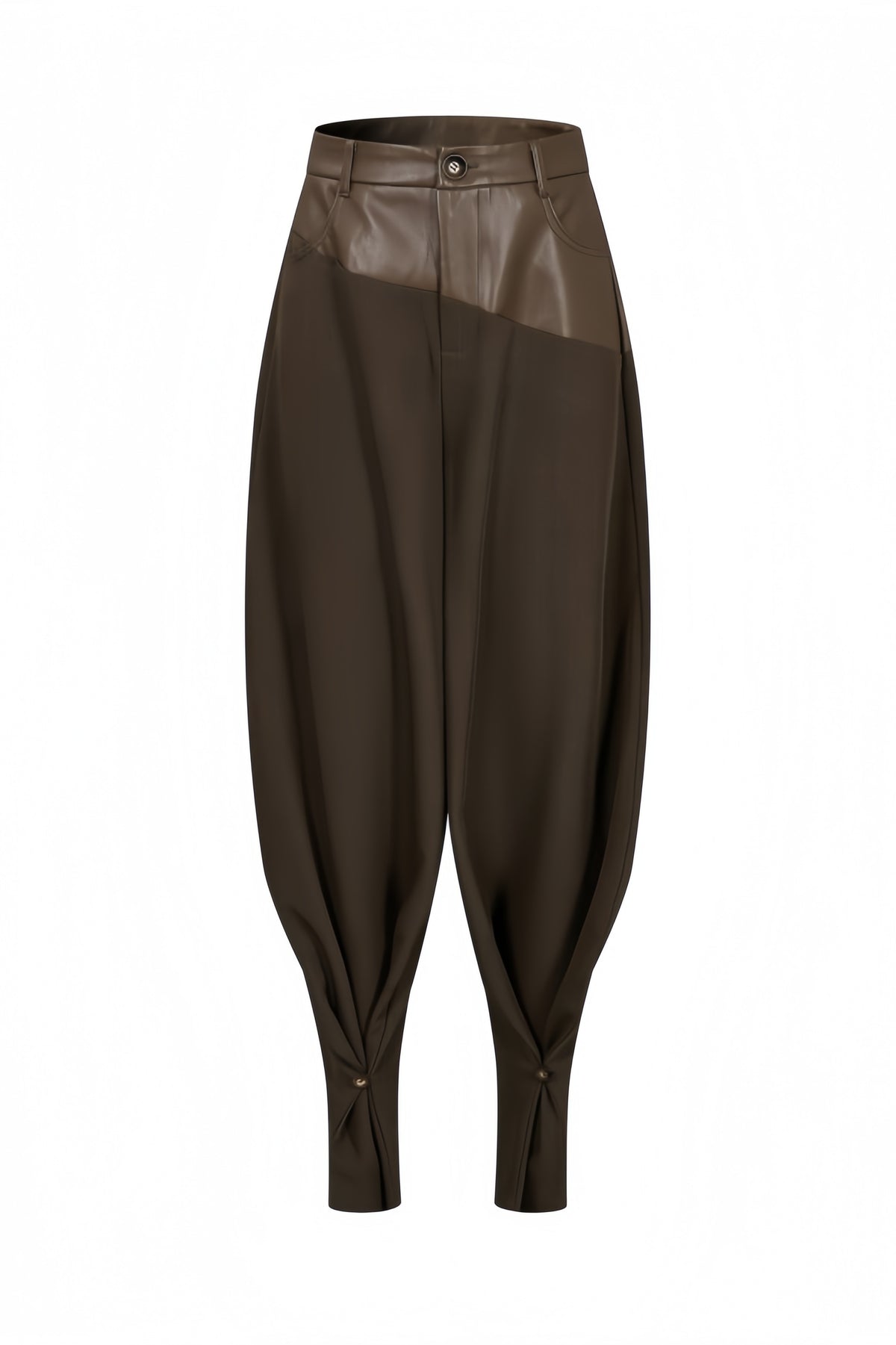 Leather Mix Barrel Pants