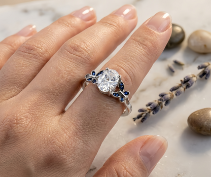 Double Blue Butterfly Ring