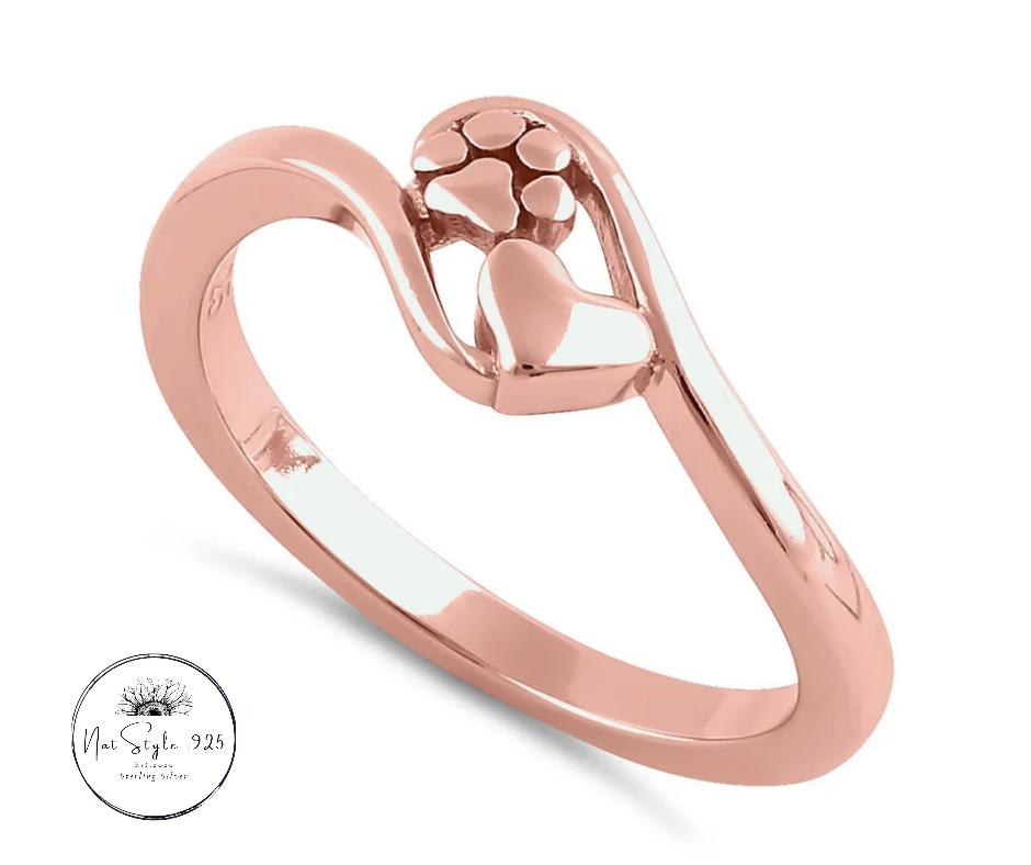 Rose Gold Plated Paw & Heart