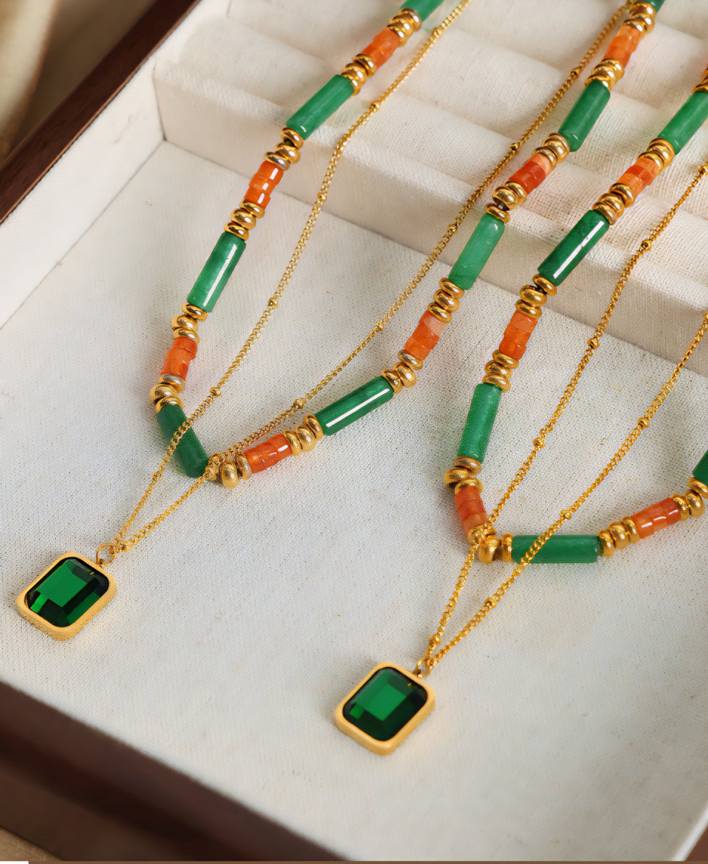 Square Emerald Bamboo Double Layer