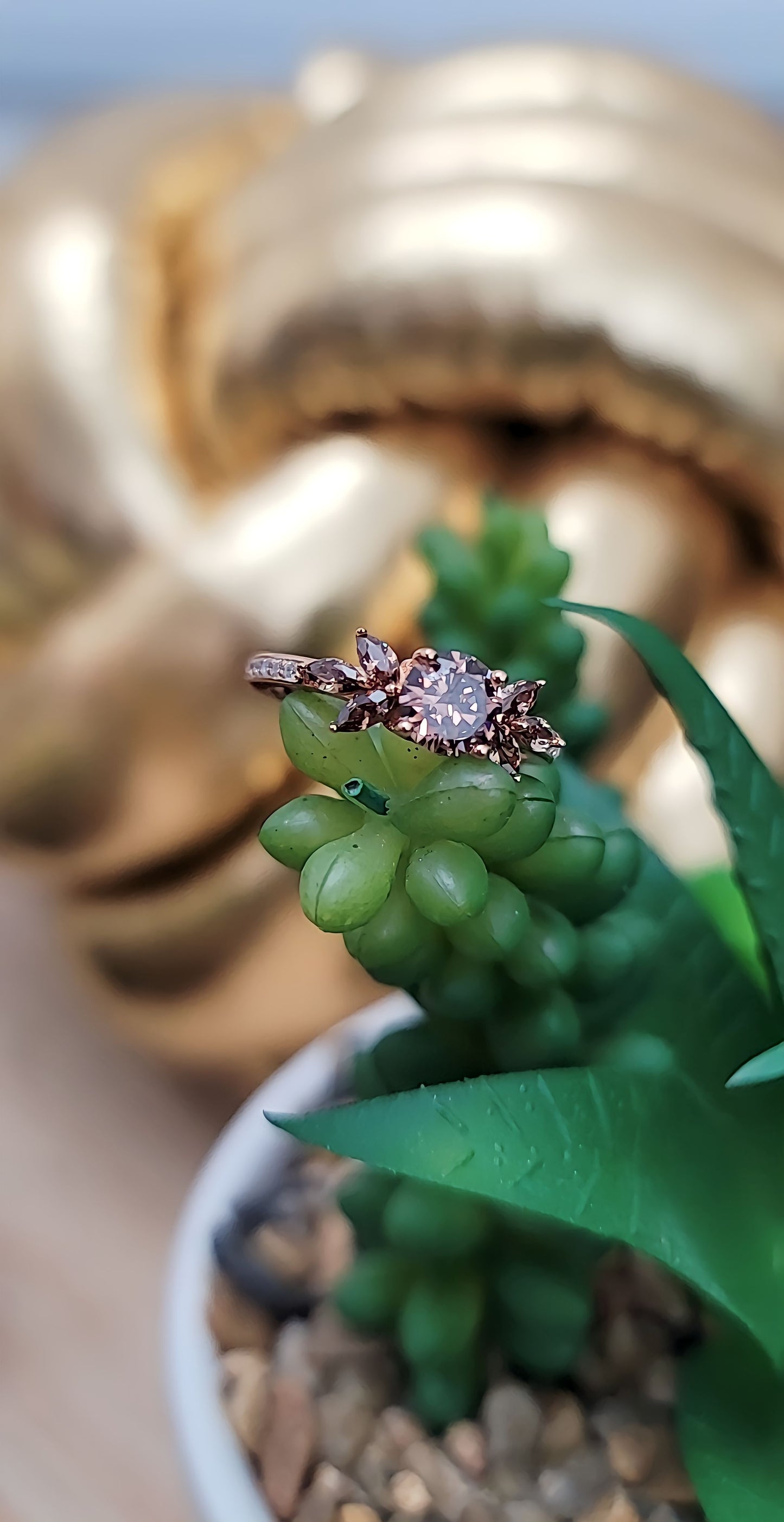 Rose Gold Flower Leaves Brown