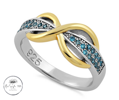 Infinity Pave Two-Tone Aqua Marine