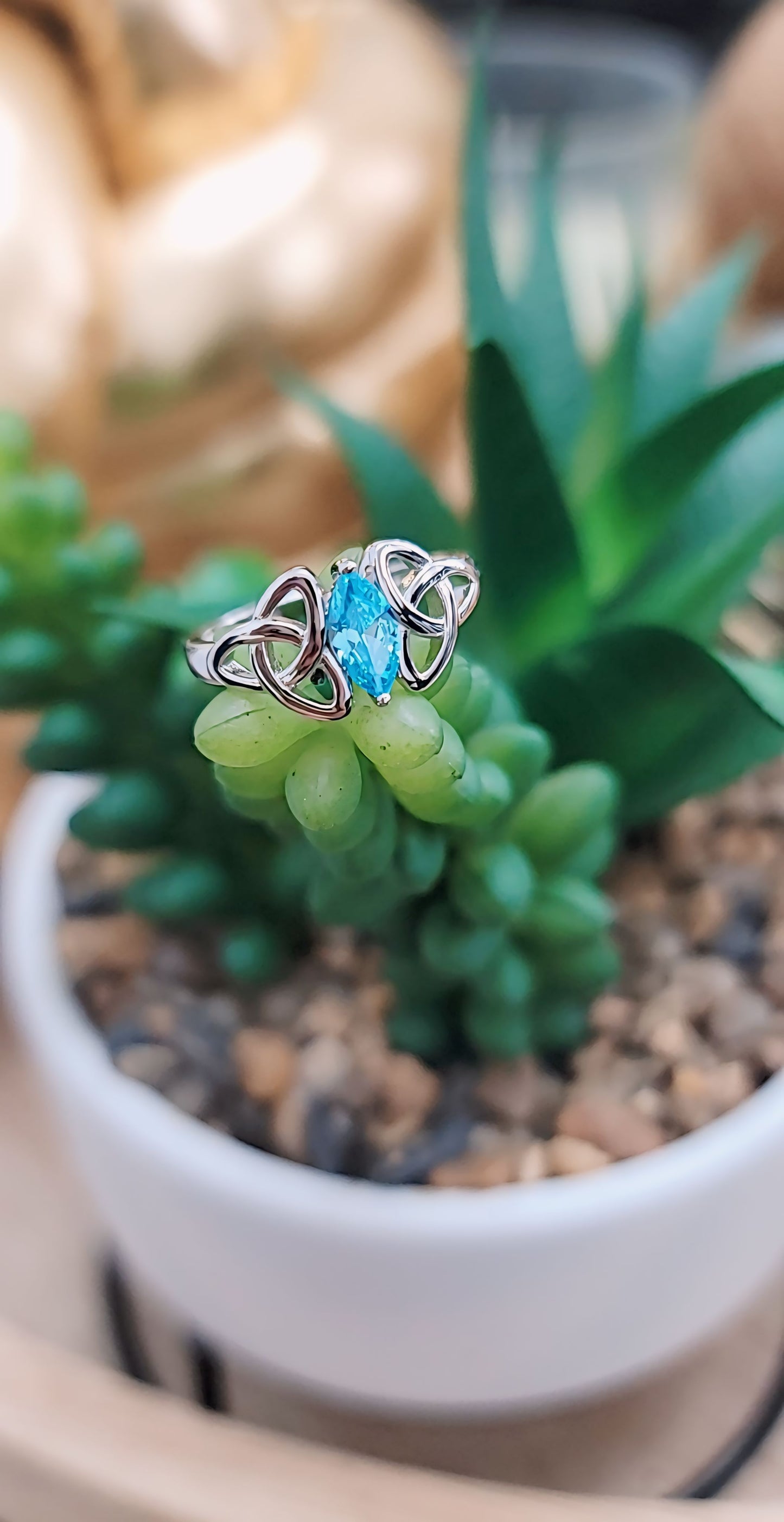 Double Triquetra Charmed Marquise Aquamarine