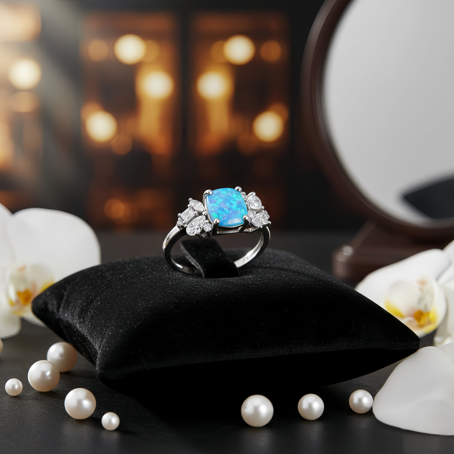 Blue Lavender Opal Ring
