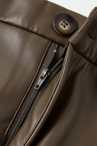 Leather Mix Barrel Pants