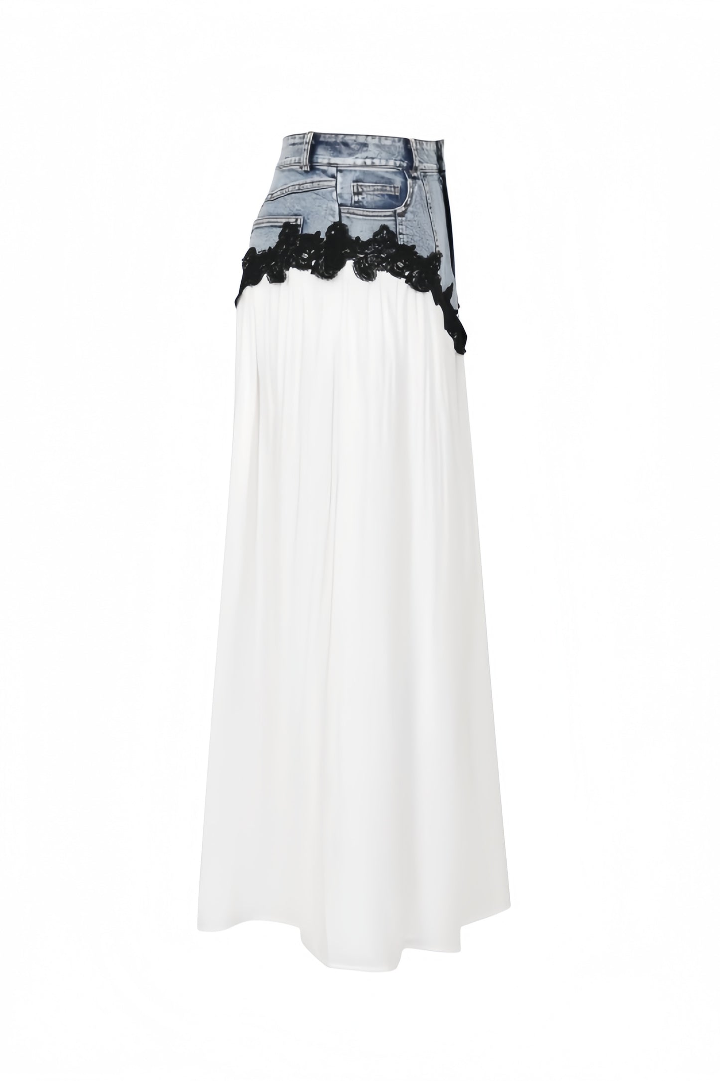[PRE-ORDEN] Denim & Lace Hybrid Maxi Skirt