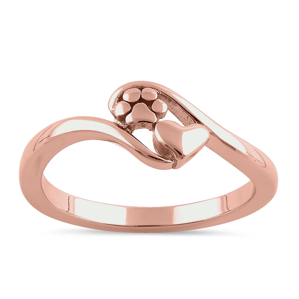 Rose Gold Plated Paw & Heart